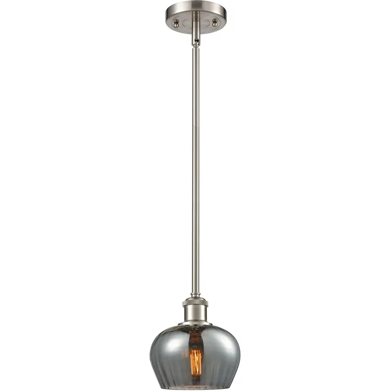 Ballston Fenton LED 7 inch Brushed Satin Nickel Pendant Ceiling Light in Plated Smoke Glass, Ballston