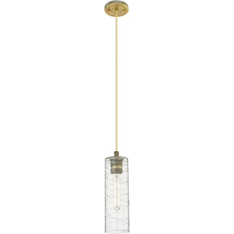 Downtown Urban Crown Point 1 Light 3.88 inch Brushed Brass Pendant Ceiling Light in Deco Swirl