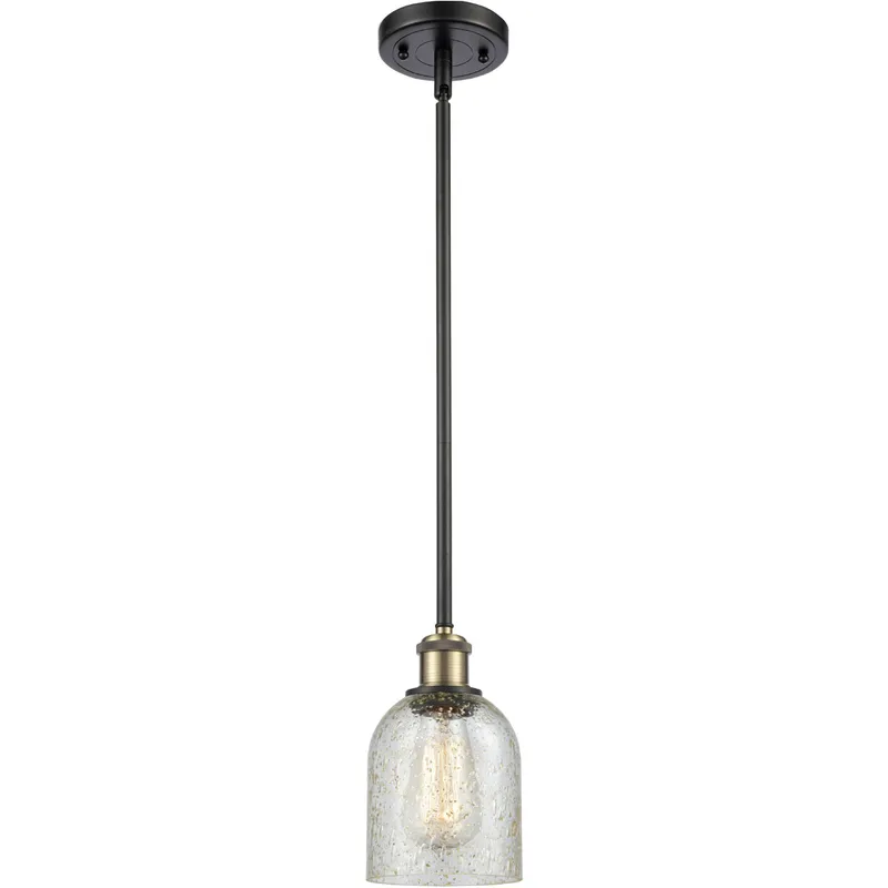Ballston Caledonia 1 Light 5 inch Black Antique Brass Pendant Ceiling Light in Mica Glass, Ballston