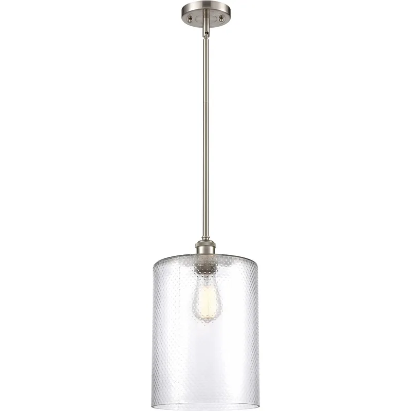 Ballston Large Cobbleskill 1 Light 9 inch Brushed Satin Nickel Pendant Ceiling Light in Clear Glass, Ballston