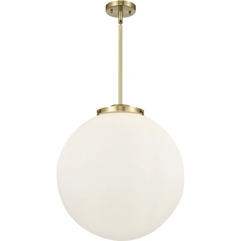 Franklin Restoration Beacon 3 Light 18 inch Antique Brass Statement Pendant Ceiling Light in Incandescent, Matte White