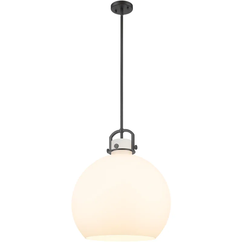 Newton Sphere 1 Light 18 inch Matte Black Pendant Ceiling Light in Matte White Glass