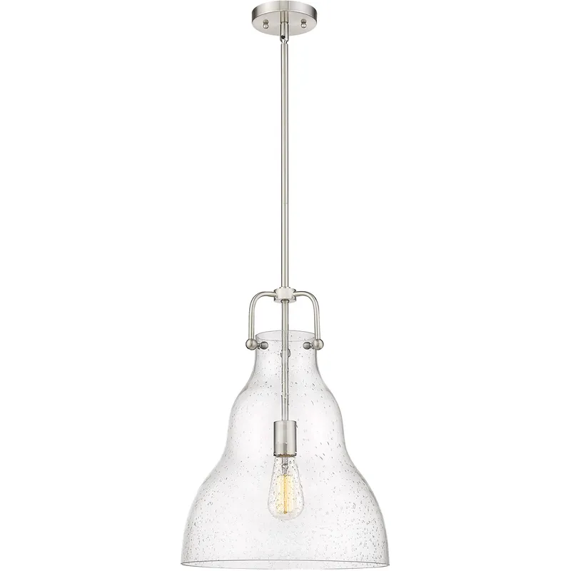 Haverhill 1 Light 14 inch Brushed Satin Nickel Pendant Ceiling Light in Seedy Glass