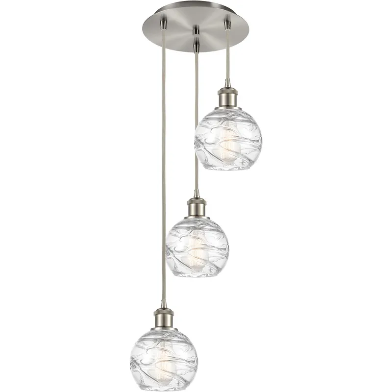 Ballston Athens Deco Swirl 3 Light 13 inch Brushed Satin Nickel Multi-Pendant Ceiling Light