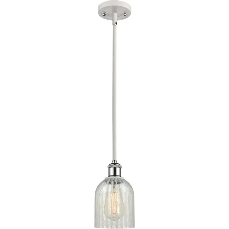 Ballston Caledonia 1 Light 5 inch White and Polished Chrome Pendant Ceiling Light in Mouchette Glass, Ballston