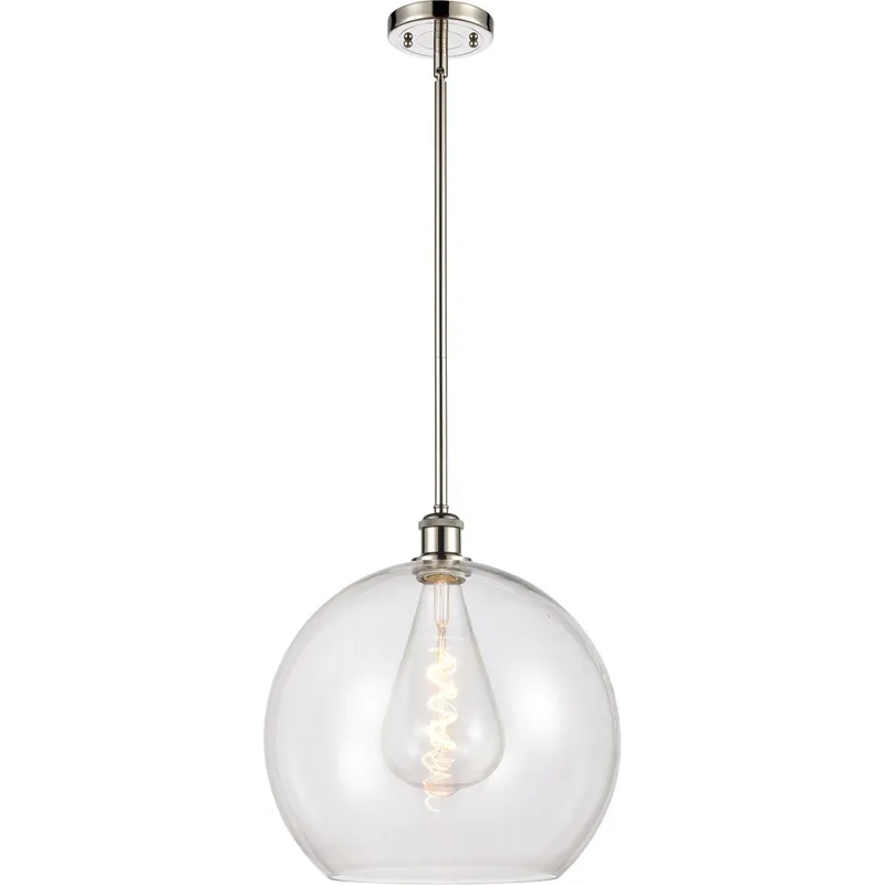 Ballston Athens 1 Light 14 inch Polished Nickel Pendant Ceiling Light in Clear Glass