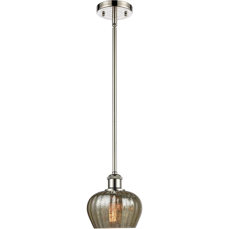 Ballston Fenton LED 7 inch Polished Nickel Pendant Ceiling Light in Mercury Glass, Ballston