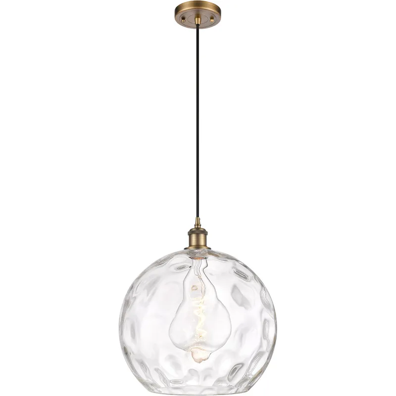 Ballston Athens Water Glass 1 Light 14 inch Brushed Brass Pendant Ceiling Light