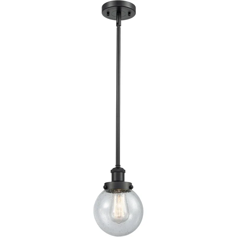Ballston Beacon LED 6 inch Matte Black Pendant Ceiling Light in Seedy Glass, Ballston