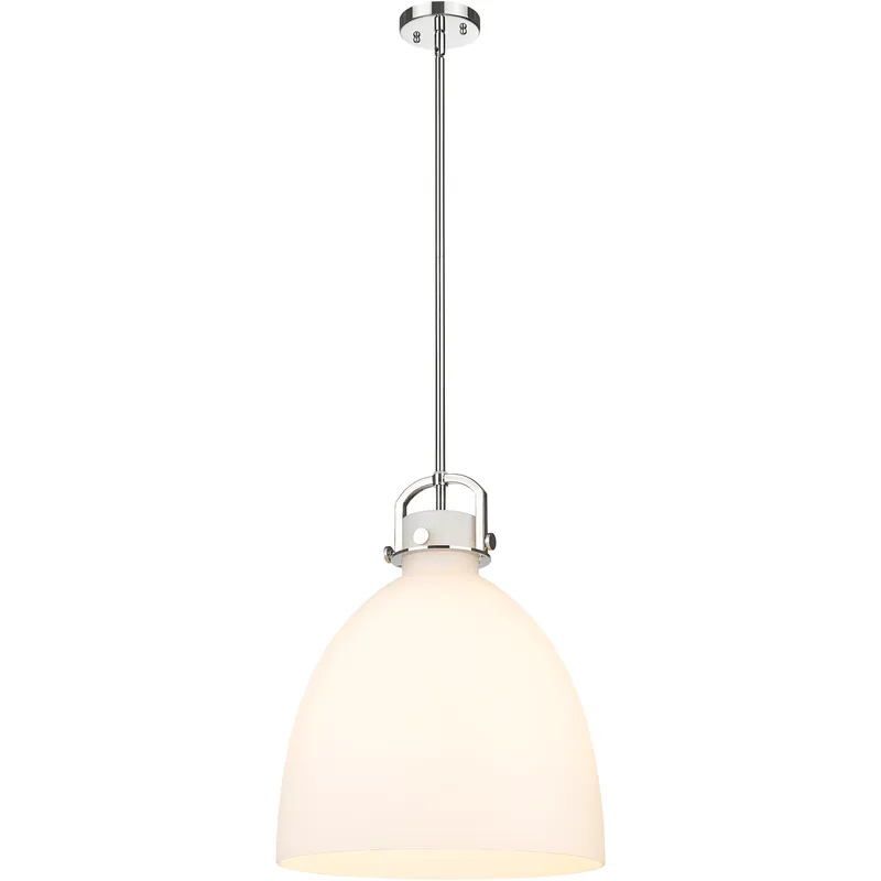 Newton Bell 1 Light 16 inch Polished Nickel Pendant Ceiling Light in Matte White Glass