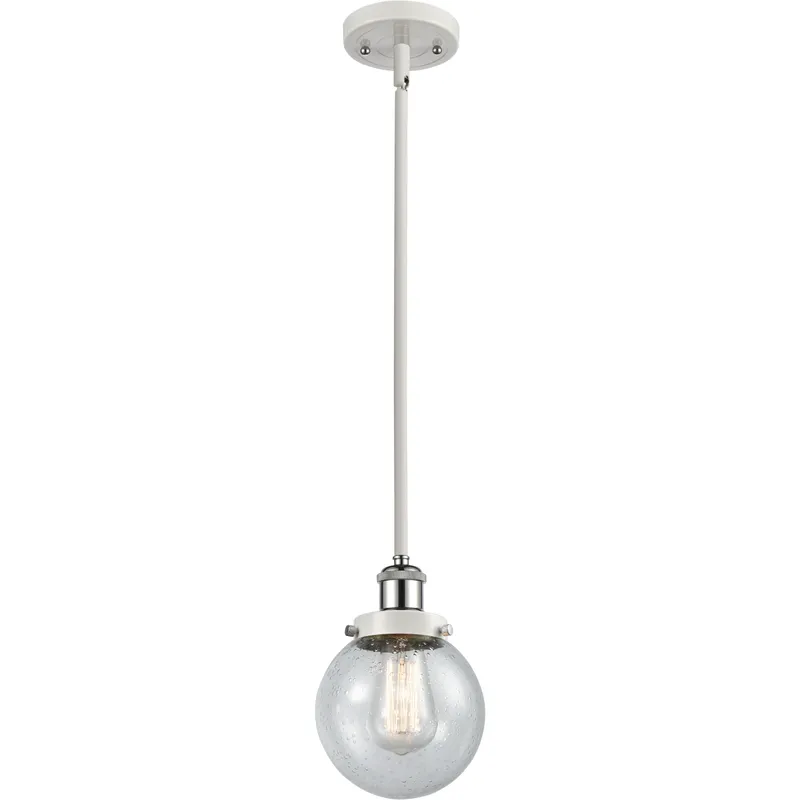 Ballston Beacon LED 6 inch White and Polished Chrome Pendant Ceiling Light in Seedy Glass