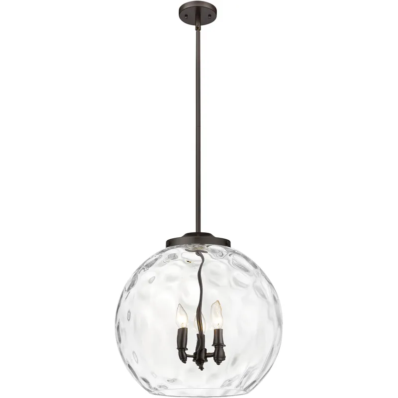 Ballston Athens Water Glass 3 Light 17.88 inch Oil Rubbed Bronze Statement Pendant Ceiling Light in Incandescent