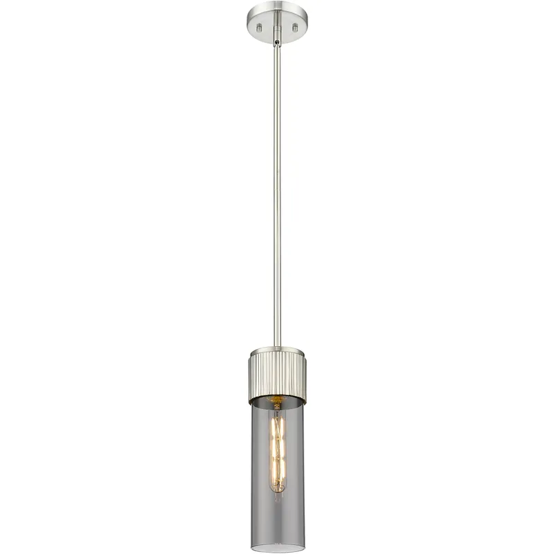Bolivar 1 Light 4 inch Satin Nickel Pendant Ceiling Light in Light Smoke Glass