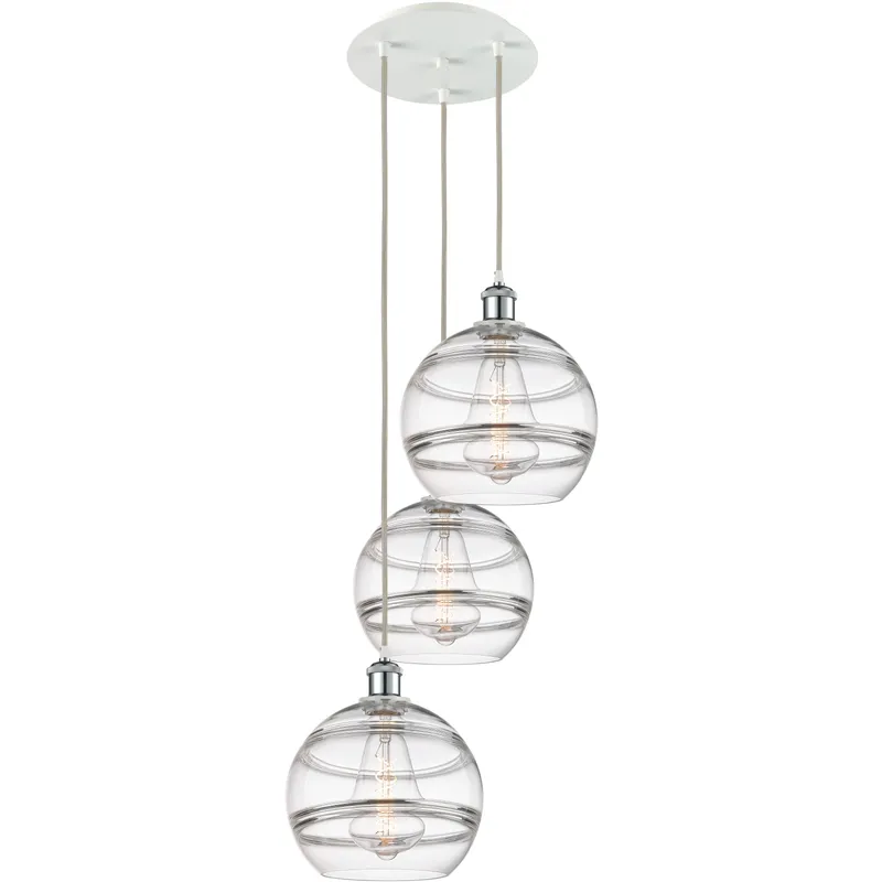 Ballston Rochester 3 Light 16.5 inch White Polished Chrome Cord Hung Multi Pendant Ceiling Light