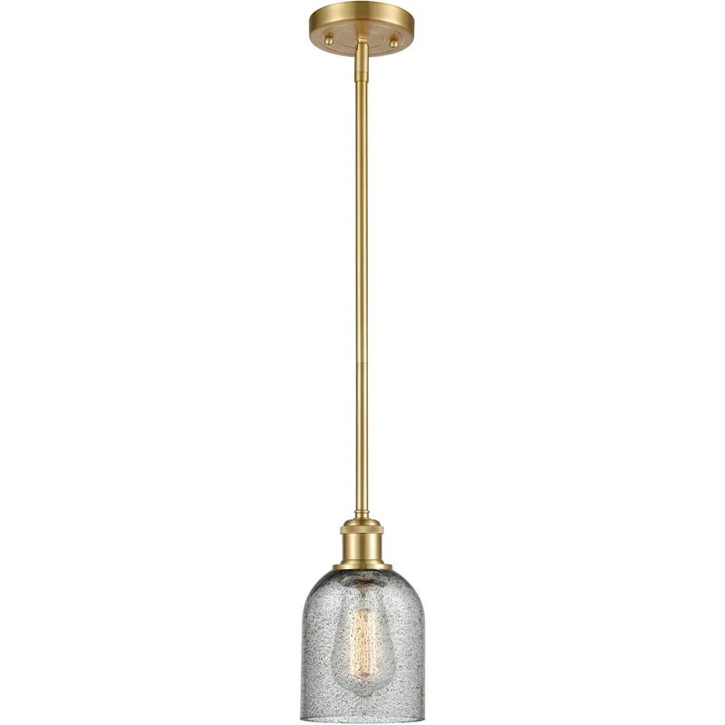 Ballston Caledonia 1 Light 5 inch Satin Gold Pendant Ceiling Light in Charcoal Glass, Ballston