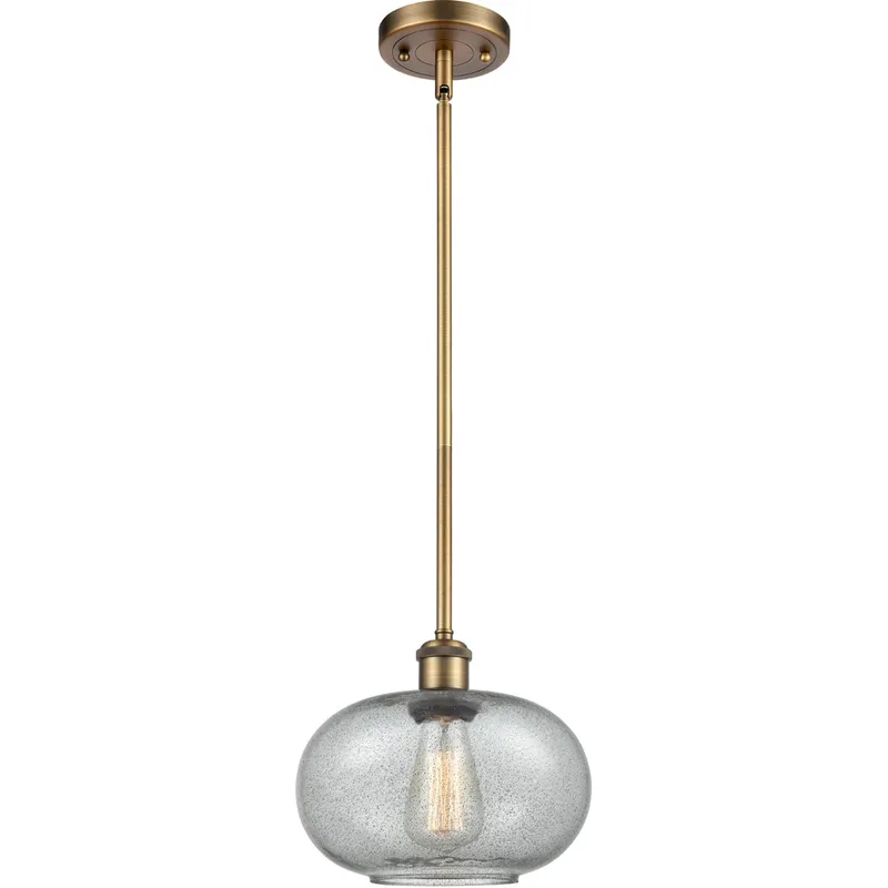 Ballston Gorham 1 Light 9.5 inch Brushed Brass Pendant Ceiling Light in Charcoal Glass, Ballston