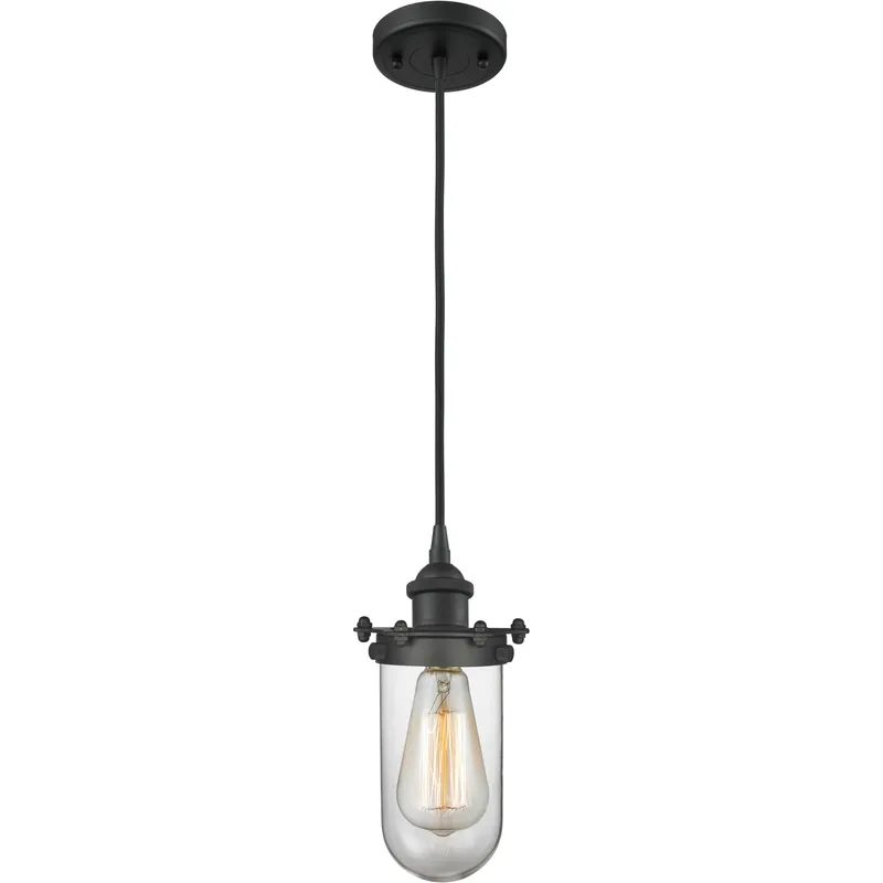 Austere Kingsbury LED 6 inch Matte Black Pendant Ceiling Light in Clear Glass, Black Textured