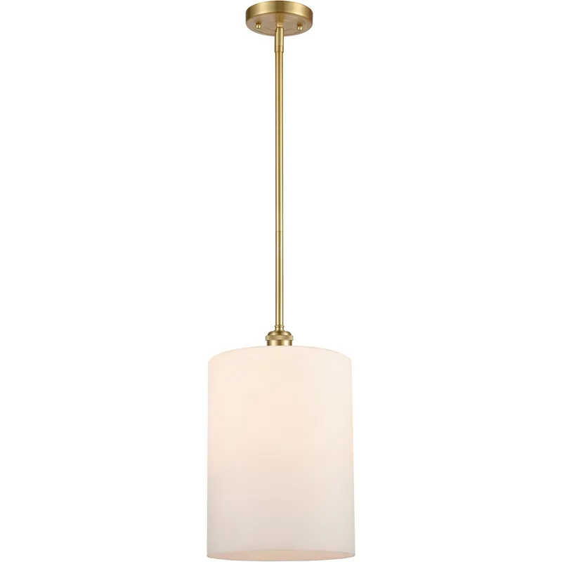 Ballston Large Cobbleskill 1 Light 9 inch Satin Gold Pendant Ceiling Light in Matte White Glass, Ballston