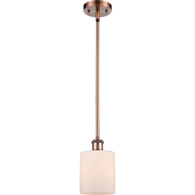 Ballston Cobbleskill 1 Light 5 inch Antique Copper Pendant Ceiling Light in Matte White Glass, Ballston