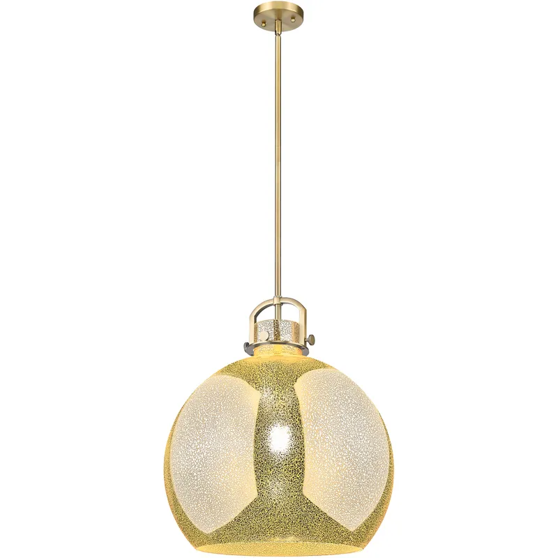 Newton Sphere 1 Light 18 inch Brushed Brass Pendant Ceiling Light in Mercury Glass