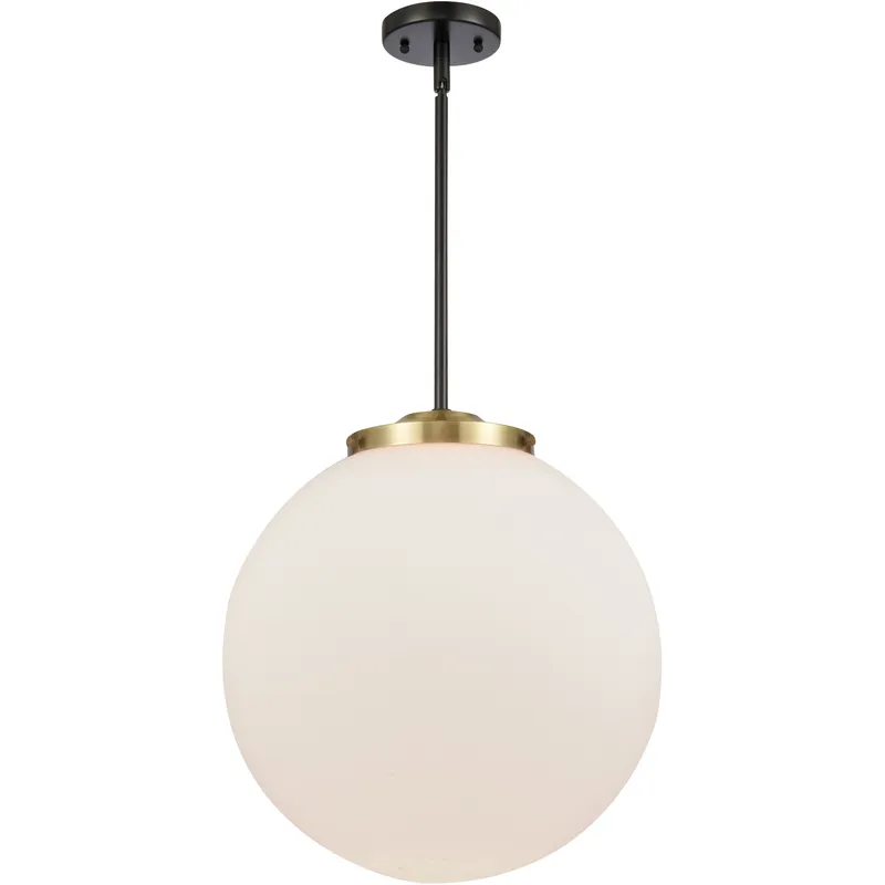 Franklin Restoration Beacon 1 Light 16 inch Black Antique Brass Pendant Ceiling Light in Incandescent, Matte White
