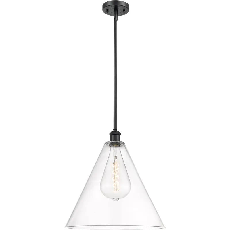 Ballston Cone LED 16 inch Matte Black Pendant Ceiling Light in Clear Glass