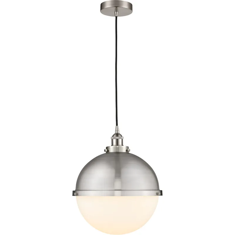 Edison Hampden 1 Light 12.88 inch Brushed Satin Nickel Pendant Ceiling Light in Matte White Glass