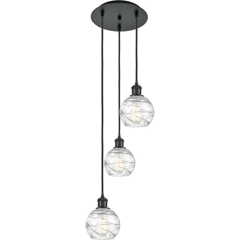 Ballston Athens Deco Swirl 3 Light 13 inch Matte Black Multi-Pendant Ceiling Light