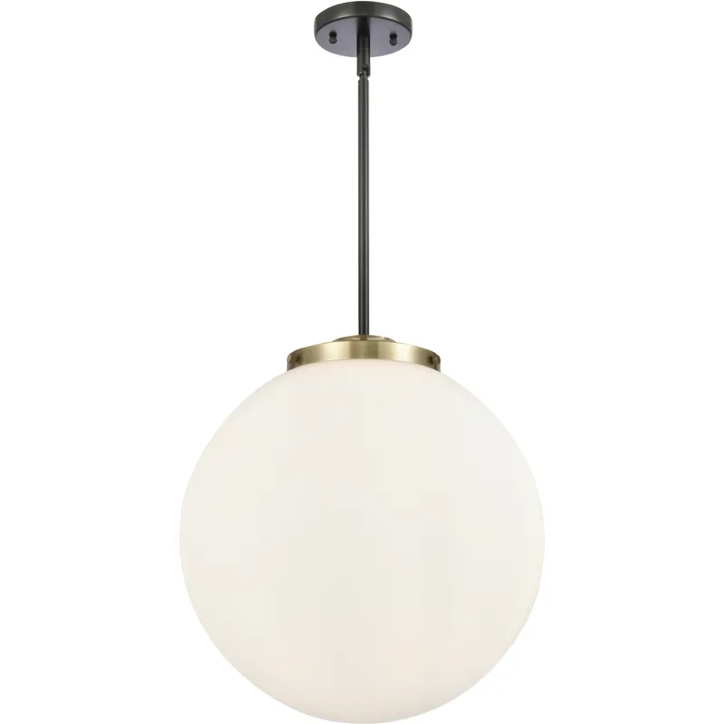 Franklin Restoration Beacon LED 16 inch Black Antique Brass Statement Pendant Ceiling Light in Matte White