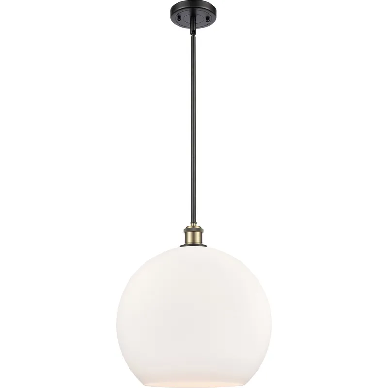 Ballston Athens 1 Light 13.75 inch Black Antique Brass Pendant Ceiling Light in Matte White Glass