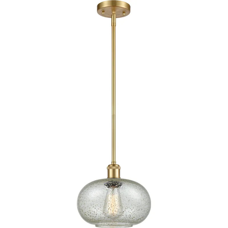 Ballston Gorham 1 Light 9.5 inch Satin Gold Pendant Ceiling Light in Mica Glass, Ballston