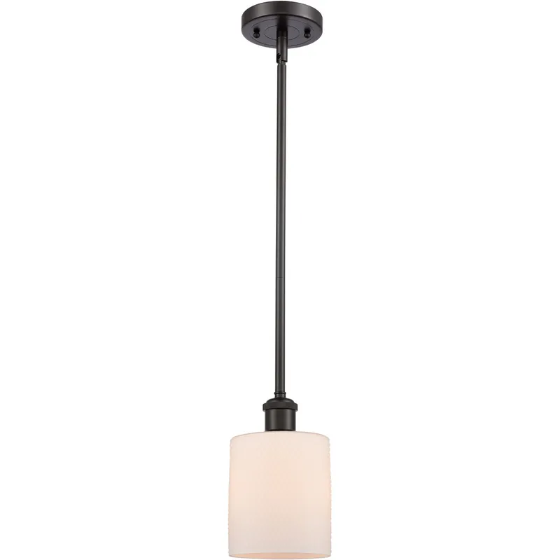 Ballston Cobbleskill 1 Light 5 inch Oil Rubbed Bronze Pendant Ceiling Light in Matte White Glass, Ballston