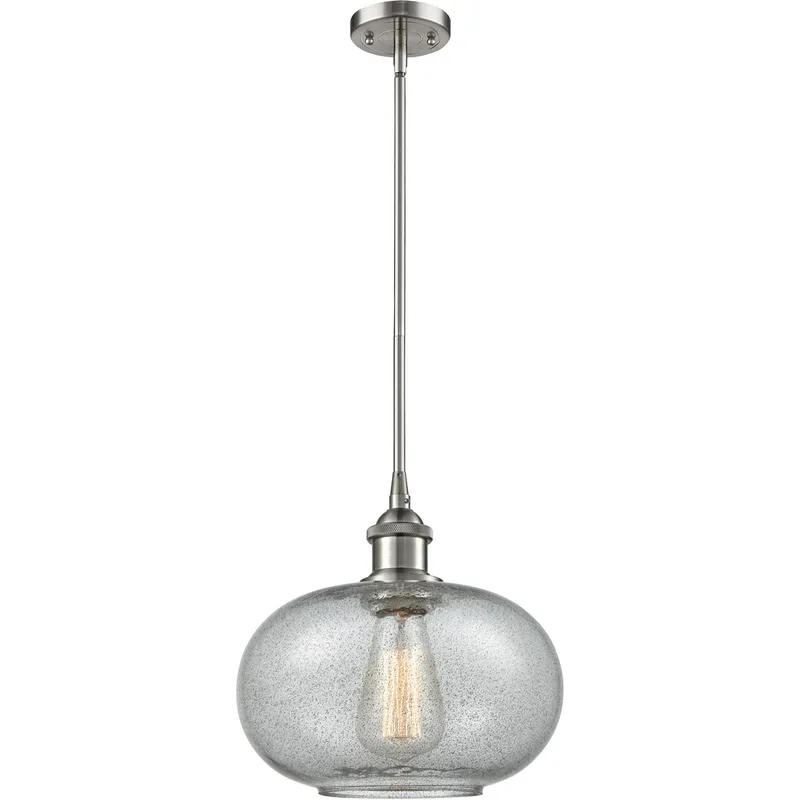Ballston Gorham 1 Light 9.5 inch Brushed Satin Nickel Pendant Ceiling Light in Charcoal Glass, Ballston