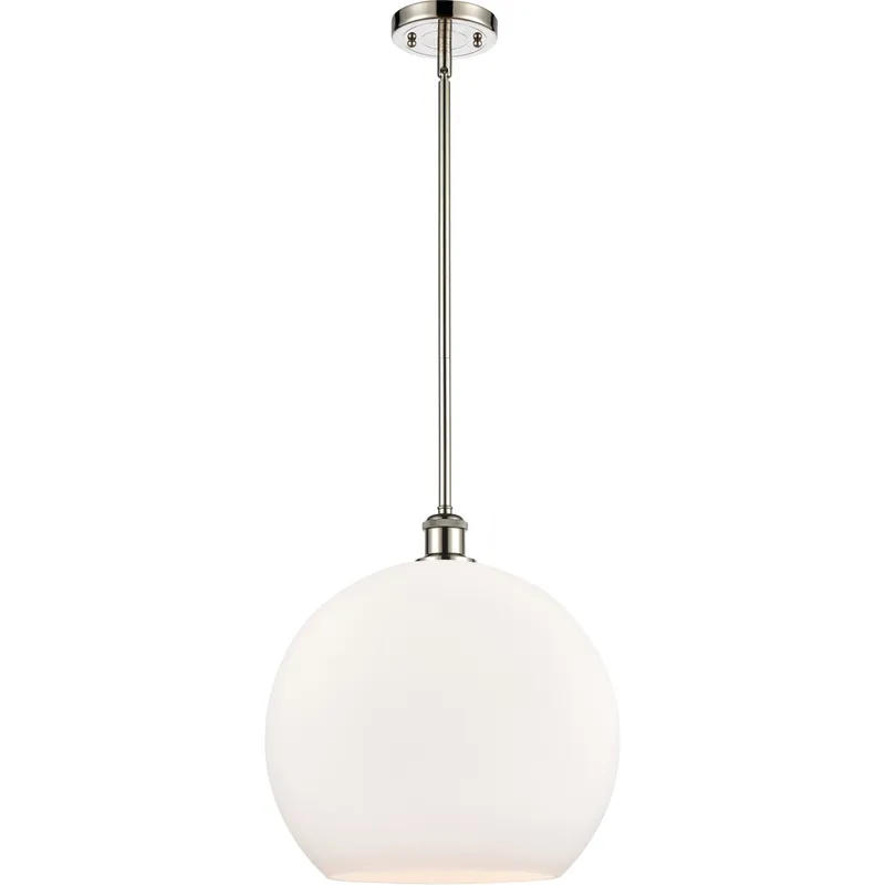 Ballston Athens 1 Light 14 inch Polished Nickel Pendant Ceiling Light in Matte White Glass