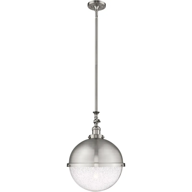 Franklin Restoration Hampden LED 12.88 inch Brushed Satin Nickel Pendant Ceiling Light in Seedy Glass