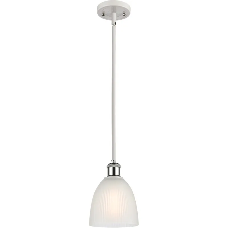 Ballston Castile 1 Light 6 inch White and Polished Chrome Pendant Ceiling Light in White Glass, Ballston