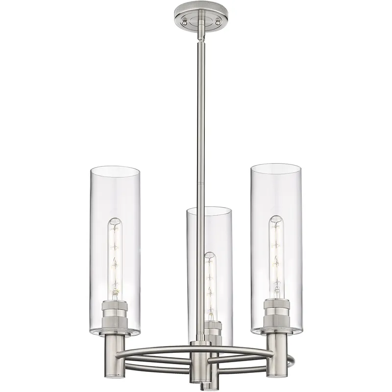 Crown Point 3 Light 18 inch Satin Nickel Pendant Ceiling Light in Clear Glass