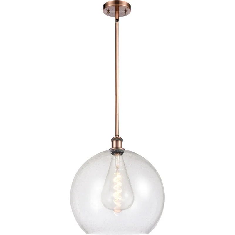 Ballston Athens 1 Light 14 inch Antique Copper Pendant Ceiling Light in Seedy Glass