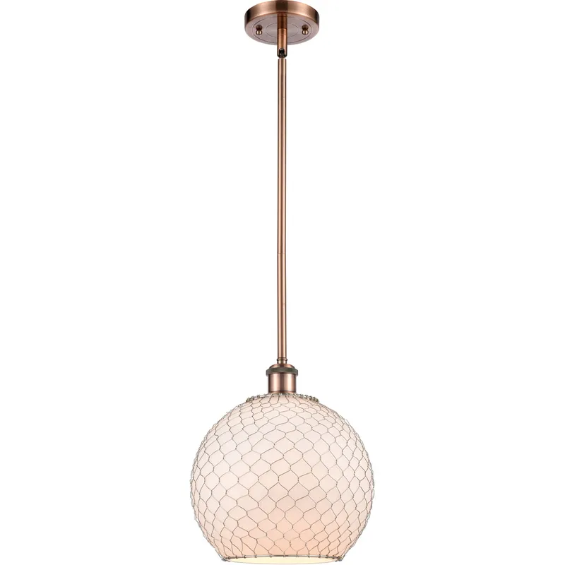 Ballston Large Farmhouse Chicken Wire LED 10 inch Antique Copper Pendant Ceiling Light, Ballston