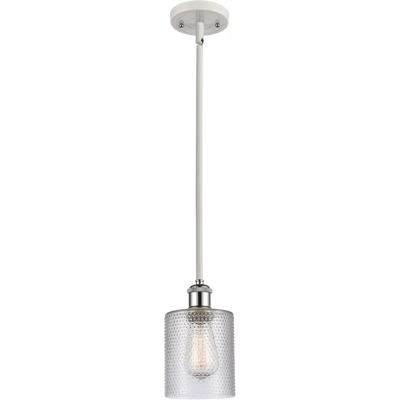 Ballston Cobbleskill 1 Light 5 inch White and Polished Chrome Pendant Ceiling Light in Clear Glass, Ballston