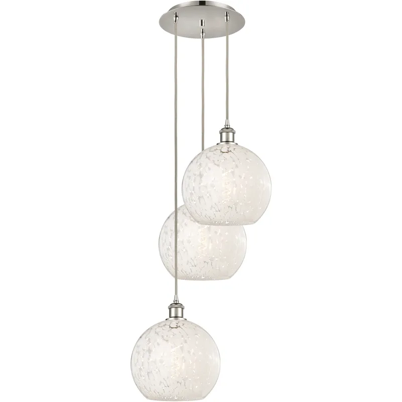Ballston White Mouchette 3 Light 16.5 inch Polished Nickel Cord Hung Multi Pendant Ceiling Light
