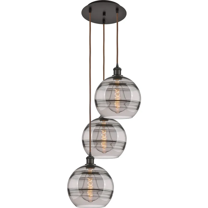 Ballston Rochester 3 Light 16.5 inch Oil Rubbed Bronze Cord Hung Multi Pendant Ceiling Light