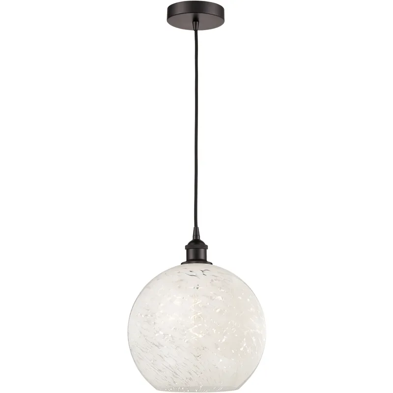 Edison White Mouchette 1 Light 12 inch Oil Rubbed Bronze Cord Hung Pendant Ceiling Light