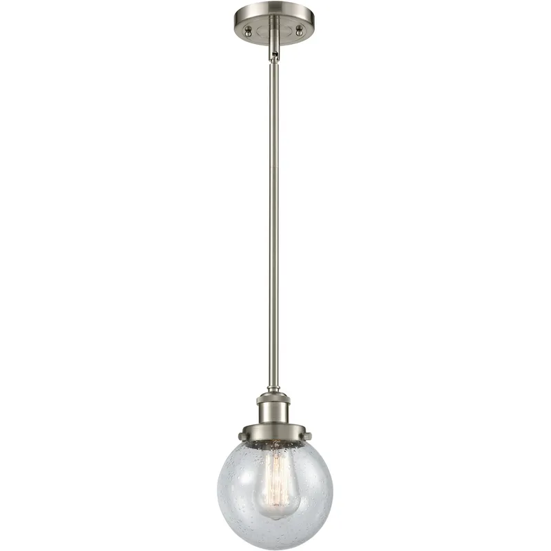 Ballston Beacon LED 6 inch Brushed Satin Nickel Pendant Ceiling Light in Seedy Glass, Ballston