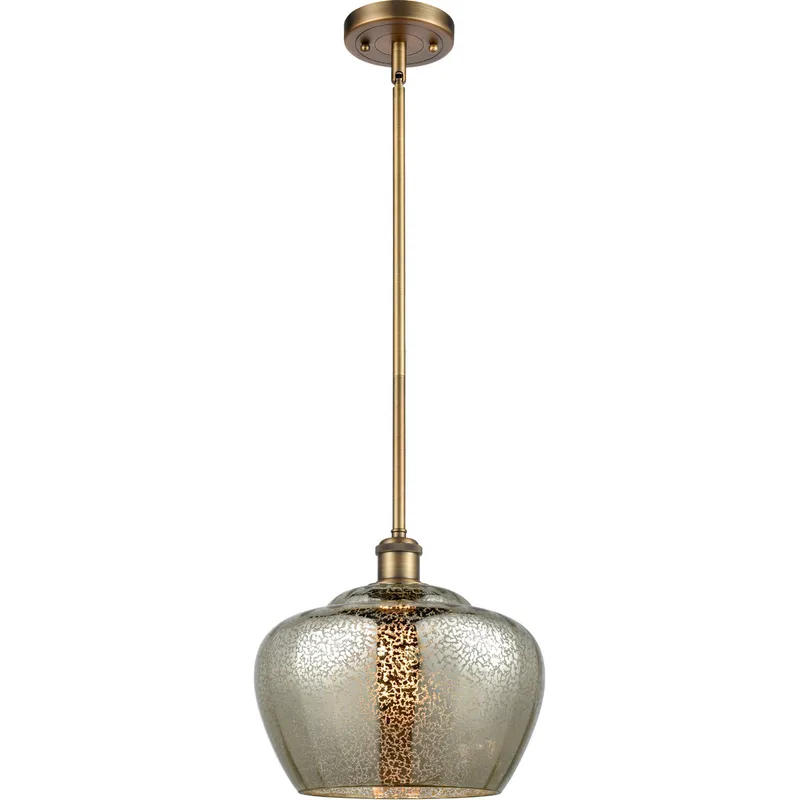 Ballston Large Fenton 1 Light 11 inch Brushed Brass Pendant Ceiling Light in Mercury Glass, Ballston