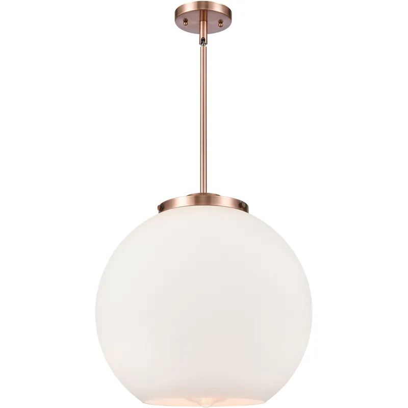 Ballston Athens LED 15.75 inch Antique Copper Pendant Ceiling Light in Matte White