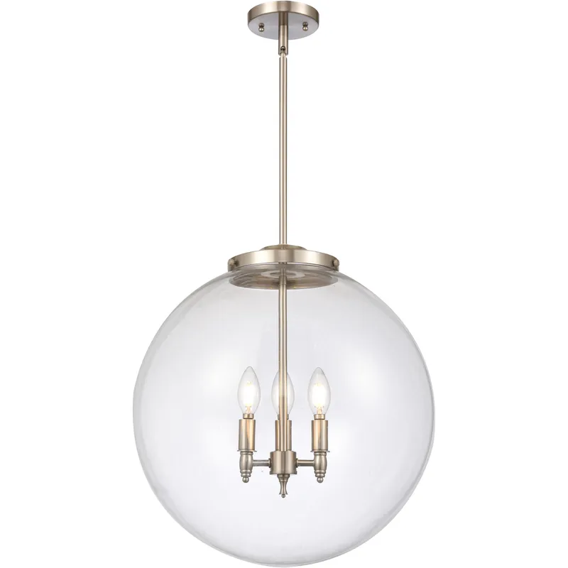 Franklin Restoration Beacon 3 Light 18 inch Brushed Satin Nickel Statement Pendant Ceiling Light in Incandescent, Clear