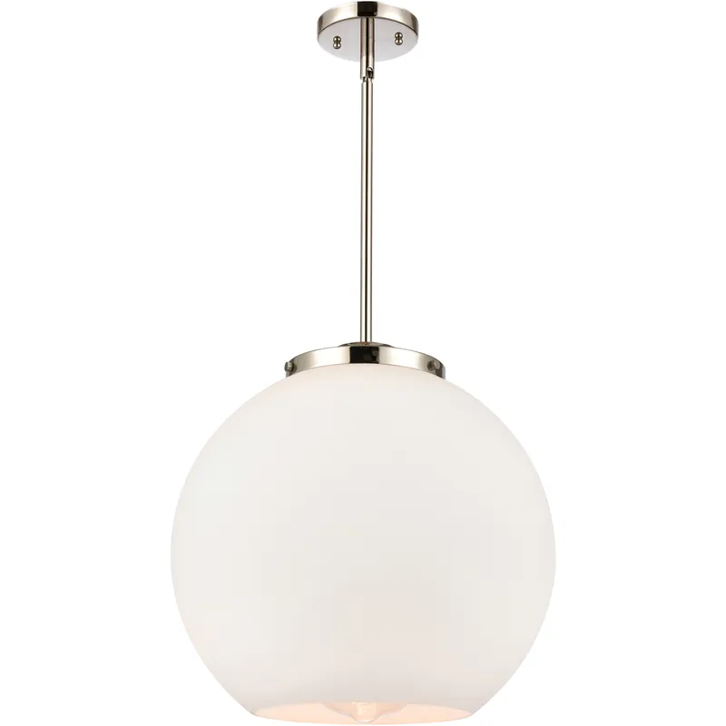 Ballston Athens 1 Light 15.75 inch Polished Nickel Pendant Ceiling Light in Incandescent, Matte White