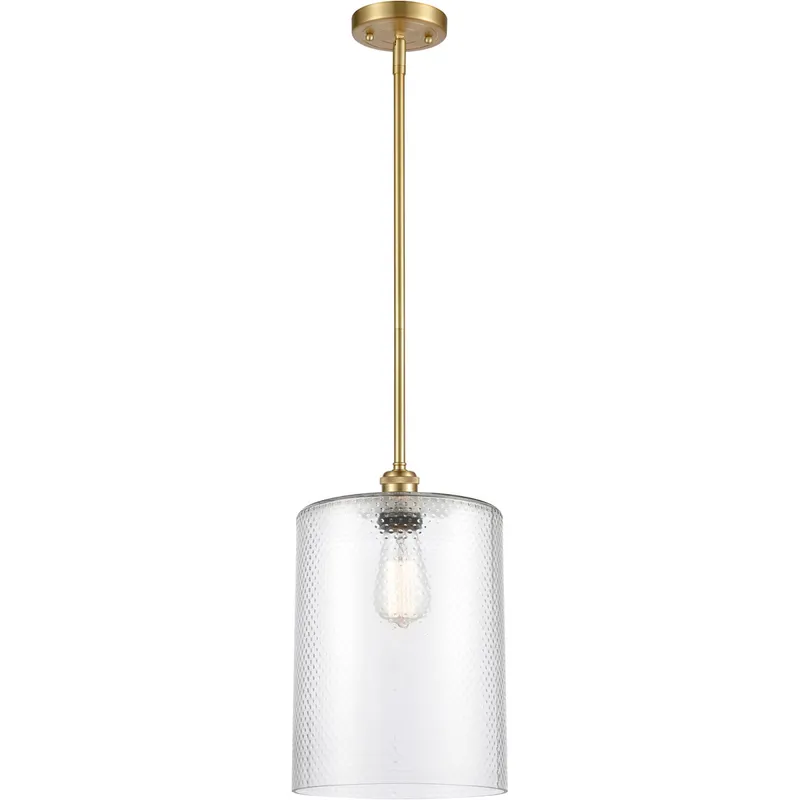 Ballston Large Cobbleskill 1 Light 9 inch Satin Gold Pendant Ceiling Light in Clear Glass, Ballston