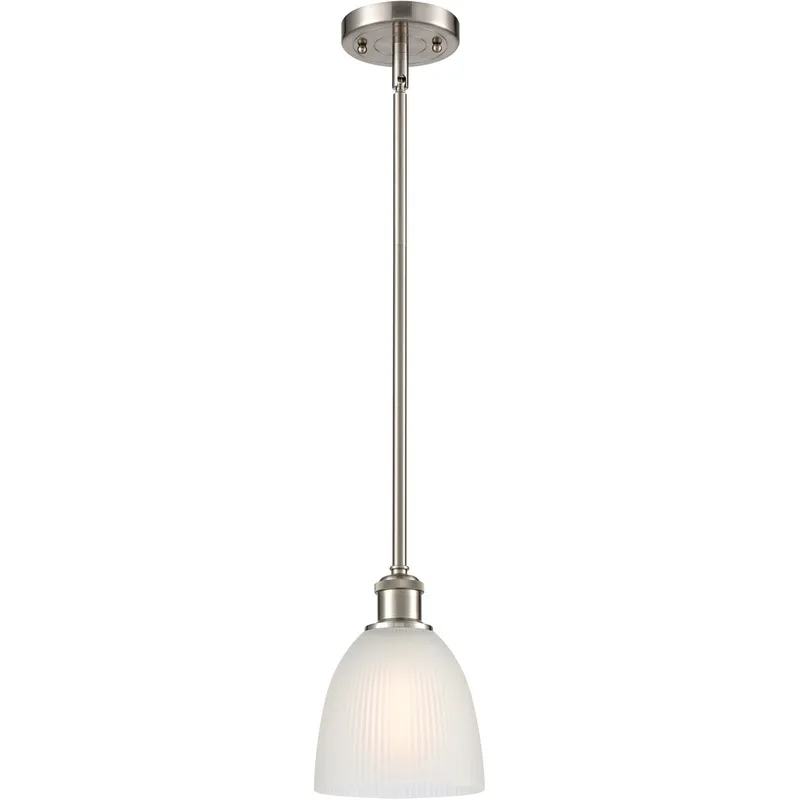 Ballston Castile 1 Light 6 inch Brushed Satin Nickel Pendant Ceiling Light in White Glass, Ballston